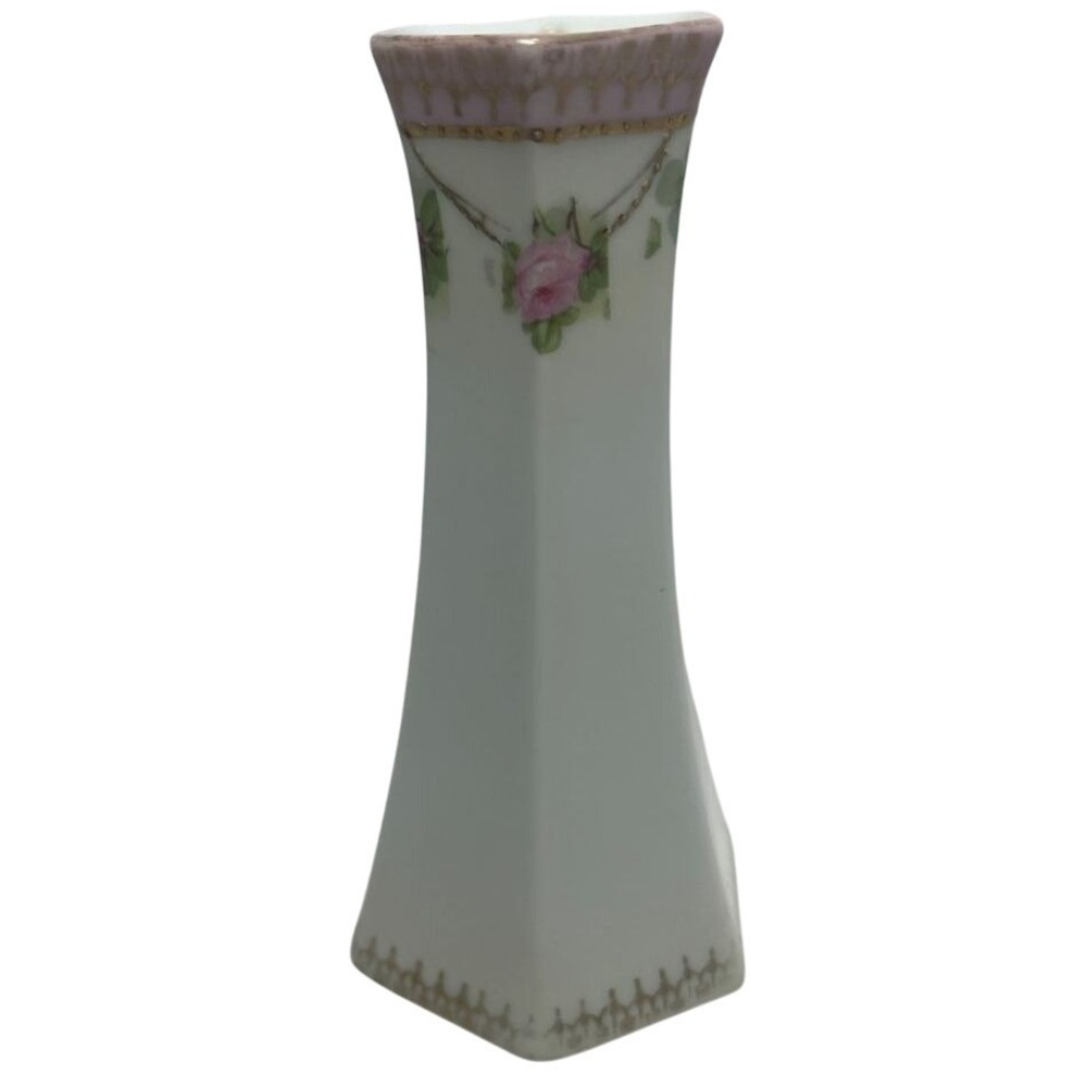 VTG Prussia Hand Painted Rose Decorated Hair Pin Holder